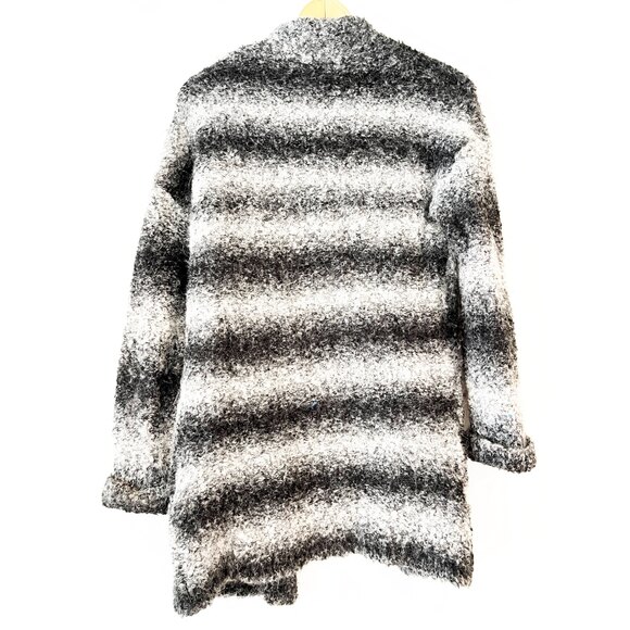 Rachel Zoe Black Grey Sweater Duster Small Ombre Alpaca Wool Teddy - Picture 7 of 8